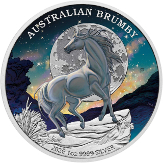 1 oz Strieborná minca Austrália Brumby 2026 - Farebná